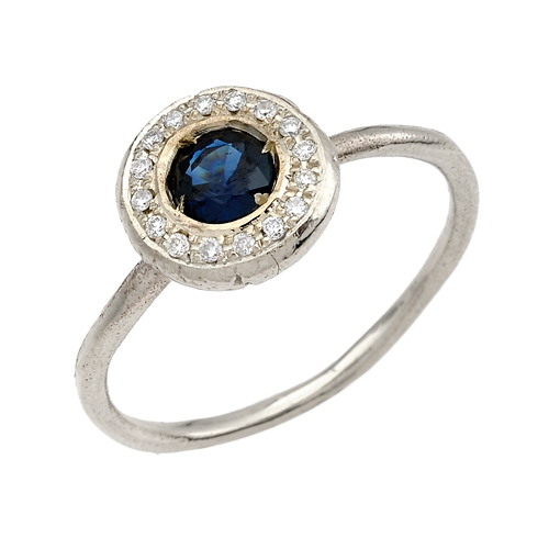 Sapphire White Gold Pave Diamond Ring
