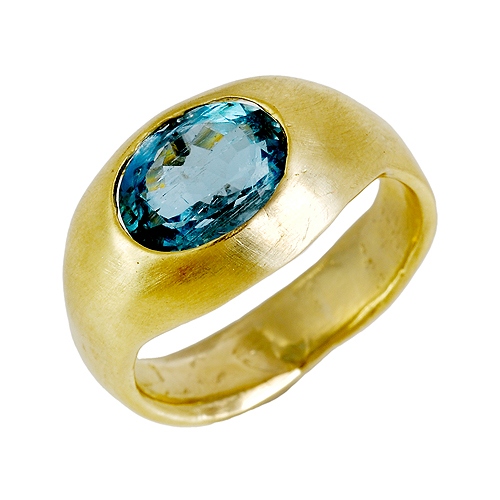 Aquamarine Yellow Gold Ring
