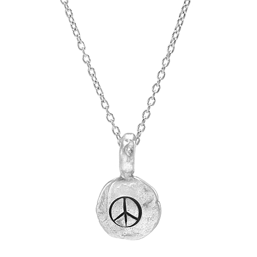 Sterling Silver Necklace With A Peace Sign