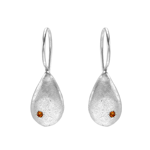 Sterling Silver Earrings With One Birthstone - Citrine