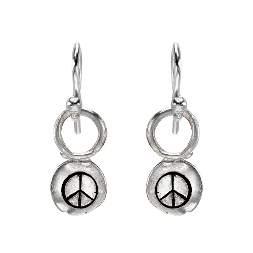 Sterling Silver Earrings With Peace Sign
