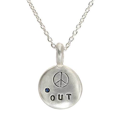 Sterling Silver Pendant Necklace - Peace Sign Design and 