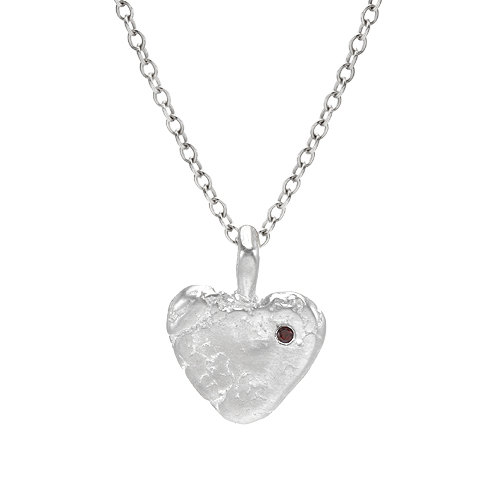 Sterling Silver Heart Shape Pendant Necklace - Single Birthstone