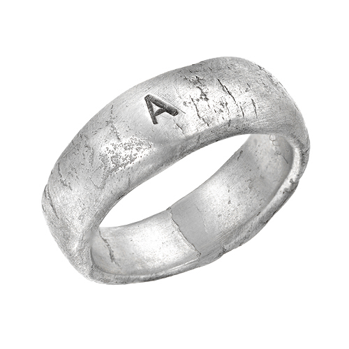 Hand sculpted ring with single initial