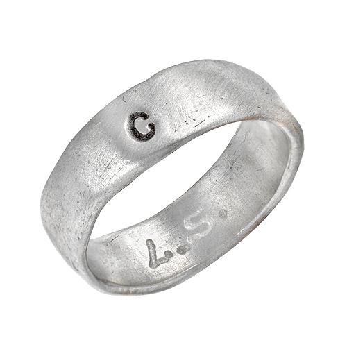 Hand sculpted ring with single initial