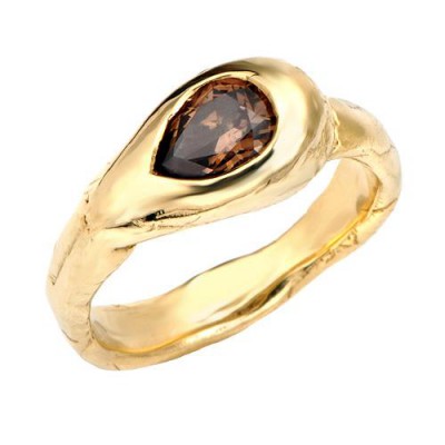Chocolate diamond in 14k yellow gold ring