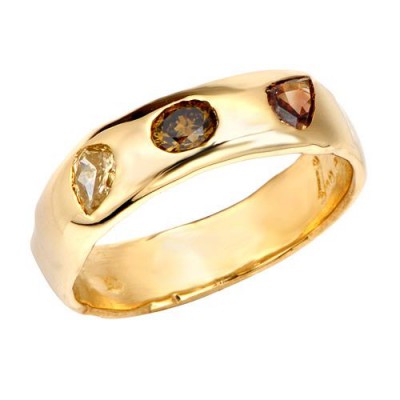 Colored diamonds in 14k yellow gold band