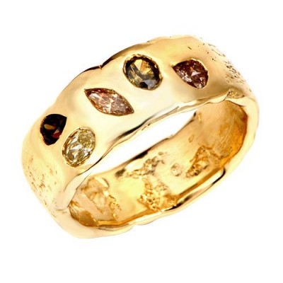 Colored diamonds in 14k yellow gold
