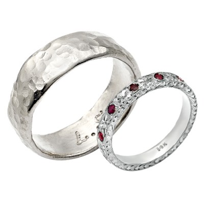 14k White Gold Custom Rings with Pink Sapphires